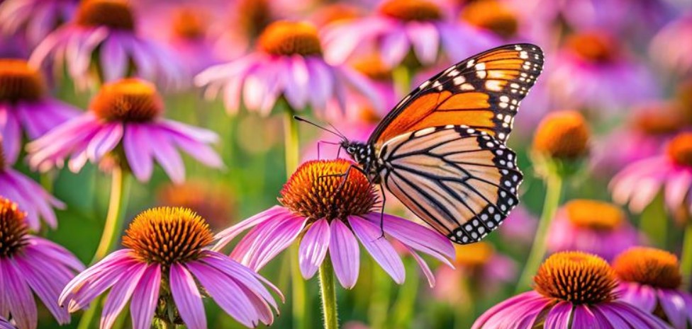 A Monarch butterfly on a pink flower