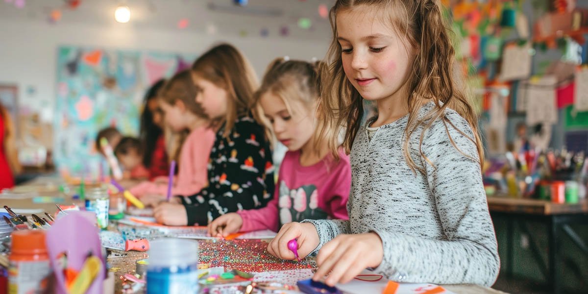 Kids doing christmas crafts