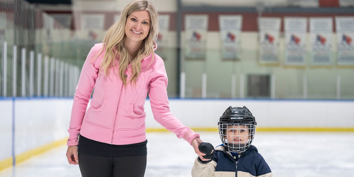 Mom and son skating 