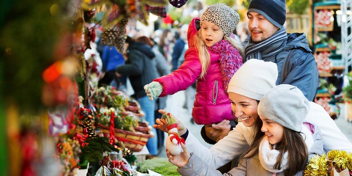 Family shopping at Christmas Market 