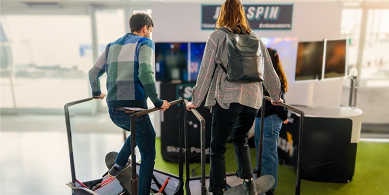 People playing Skate Pong