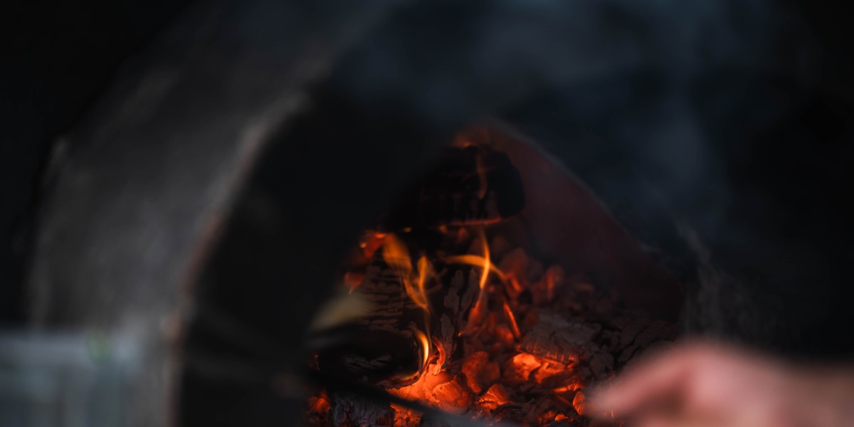 Embers in a fire pit