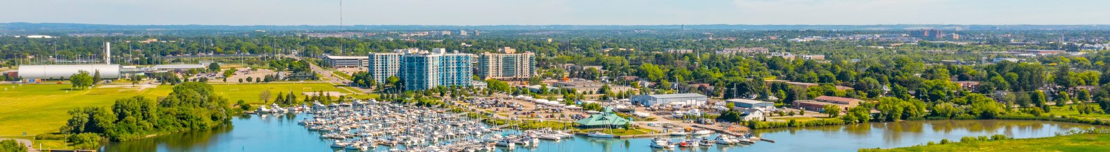 Ariel shot of Whitby at the waterfront